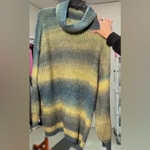 Old Navy yellow, green & blue cowl neck pullover Sweater